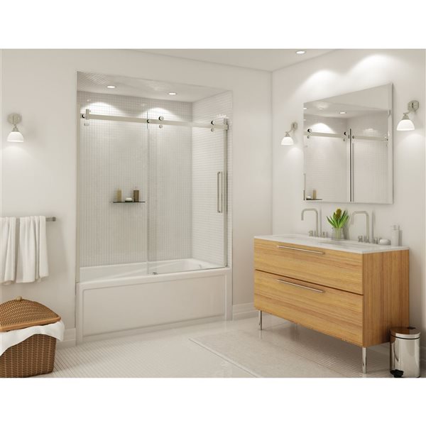 MAAX Halo 59-in x 59-in Brushed Nickel Tub Door