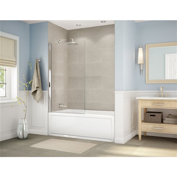 MAAX Axial 34-in x 58-in Chrome Tub Door