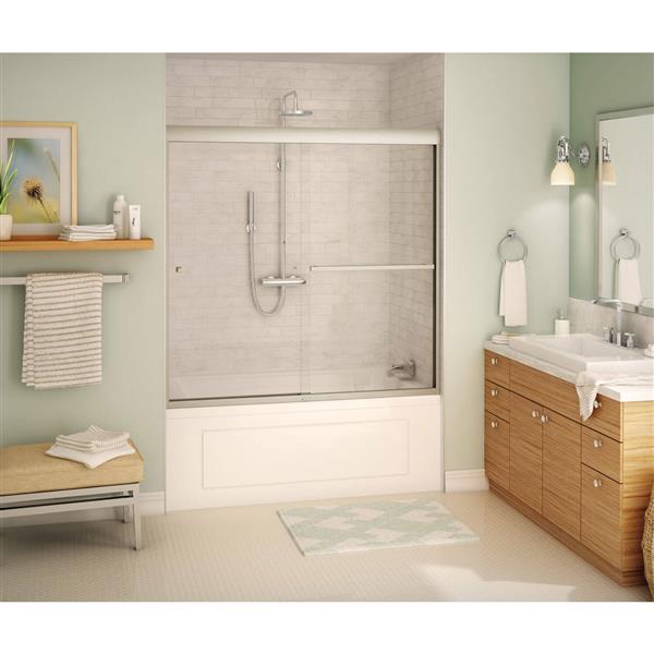 MAAX Aura 59-in x 57-in Nickel Tub Door