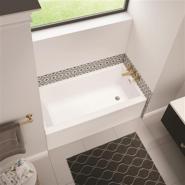 MAAX Bosca 60 x 30-in White Acrylic Rectangular Right Drain Above-the-Floor Rough Alcove Bathtub