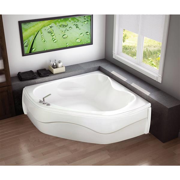 Baignoire encastrée en coin MAAX Murmur 60 po x 59,75 po blanc acrylique drain central