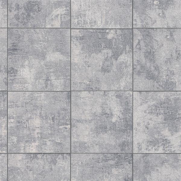 Walls Republic Weatherd Tile Grind 56 sq ft Light Grey/Indigo Unpasted Wallpaper