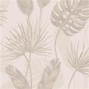 Walls Republic Taupe Jungle Leaf Floral Unpasted Wallpaper