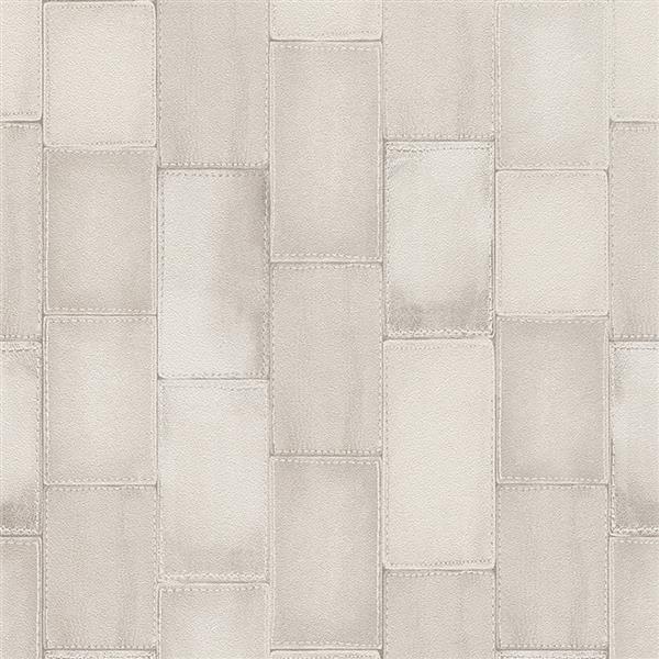 Walls Republic White Wood Non Woven Paste The Wall Faux Leather Patchwork Wallpaper R4383 Rona - Faux Leather Wall Tiles Uk
