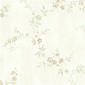 Walls Republic Mint Green Classic Floral Metallic Wallpaper