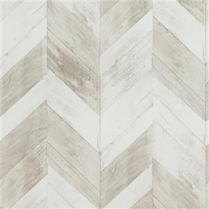 Walls Republic Wood weathered Herringbone 57 sq ft White/Grey/Brown Unpasted Wallpaper
