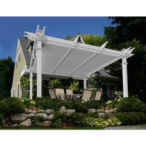 Vita White PVC Camelot Louvered Pergola