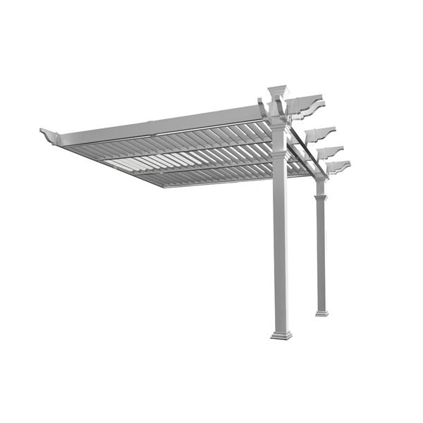 Vita White PVC Elysium Attached Louvered Pergola