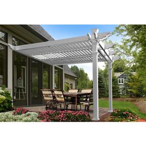 Vita White PVC Elysium Attached Louvered Pergola