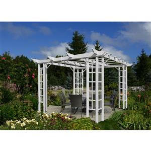 New England Arbors White PVC 10-ft x 10-ft Trellis Pergola