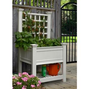 New England Arbors Kingsrow 67.4-in x 36-in x 24-in White Planter