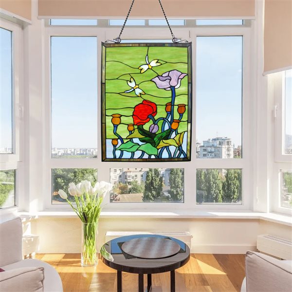 Fine Art Lighting Ltd. Dragonfly Tiffany-Style Window Panel