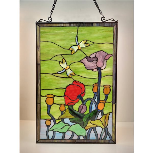 Fine Art Lighting Ltd. Dragonfly Tiffany-Style Window Panel