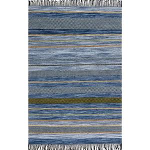 nuLOOM Striped Tassel Ninonne 5-ft x 8-ft Blue Area Rug