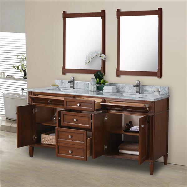 Golden Elite Sorel Double Vanity With White Quartz Countertop 72