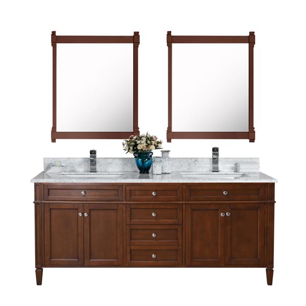Golden Elite Sorel Double Vanity With White Quartz Countertop 72
