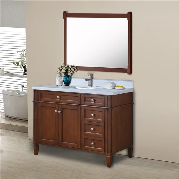 GEF Catalina 43-in Walnut Single Sink Bathroom Vanity with White Quartz Top