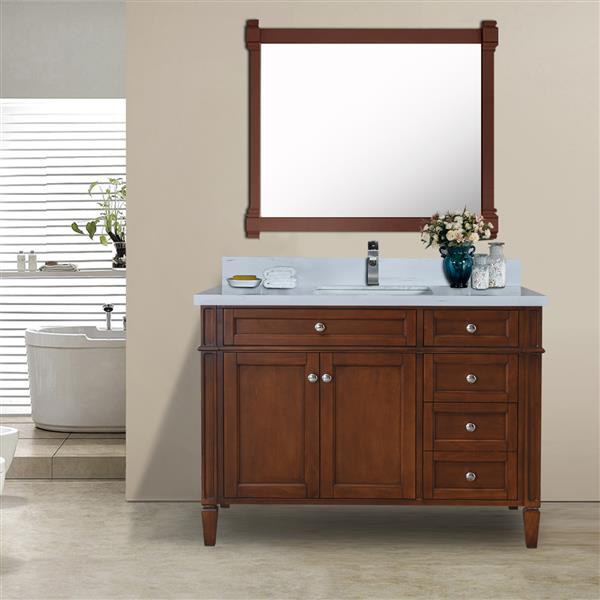GEF Catalina 43-in Walnut Single Sink Bathroom Vanity with White Quartz Top