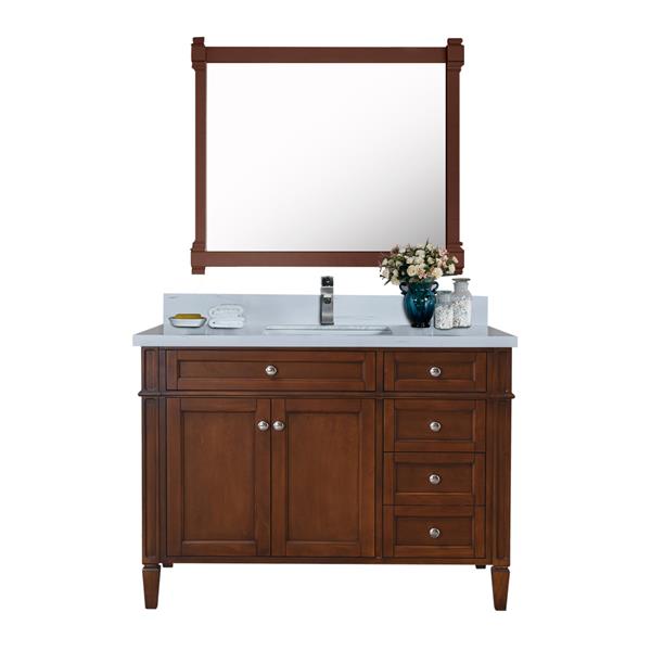 GEF Catalina 43-in Walnut Single Sink Bathroom Vanity with White Quartz Top