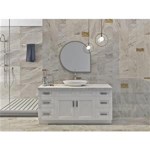 Meuble-lavabo simple Cowry, blanc perle de 66 po