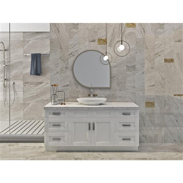 Meuble-lavabo Cowry 69 po blanc perle