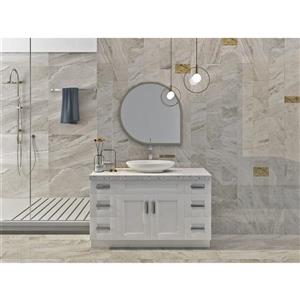 Meuble-lavabo simple Cowry, blanc perle de 54 po