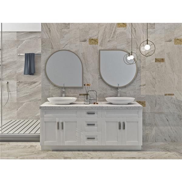 Meuble-lavabo simple Cowry, blanc perle de 75 po