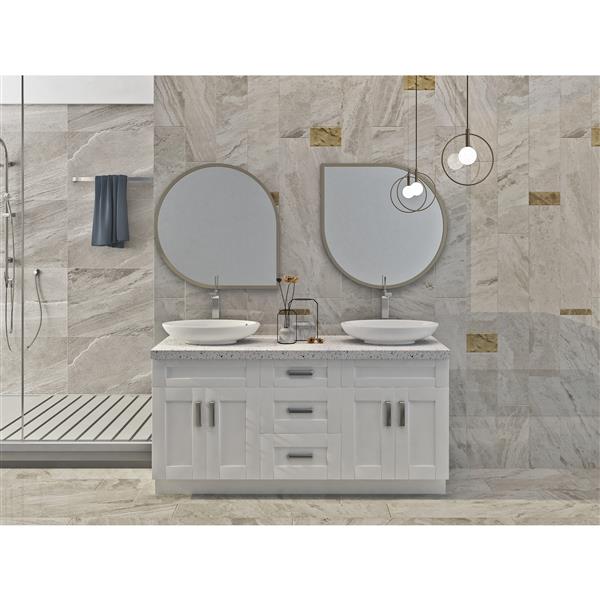 Cowry 66-in Pearl White Bathroom Vanity Cabinet