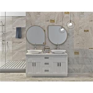 Cowry 60-in Pearl White Bathroom Vanity Cabinet