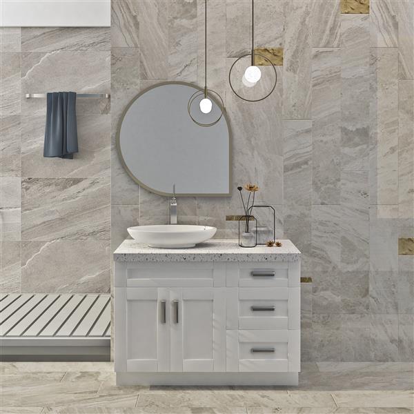 Cowry 45 In Pearl White Bathroom Vanity, 45 Bathroom Vanity Cabinet