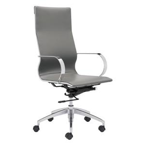 Chaise de bureau Glider de Zuo Modern, 18 po x 20,5 po, simili-cuir, gris