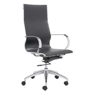 Zuo Modern Glider Office Chair - 18-in - 20.4-in - Faux Leather - Black
