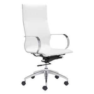 Chaise de bureau Glider de Zuo Modern, 18 po x 20,4 po, simili-cuir, blanc