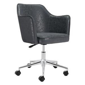 Zuo Modern Keen Office Chair - 17.7-in - 20.1-in - Faux Leather - Black