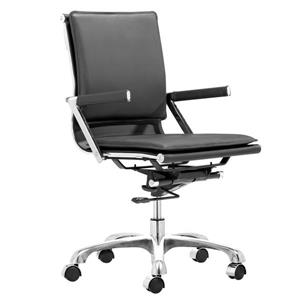 Chaise de bureau Lider de Zuo Modern, 24 po x 19 po, simili-cuir, noir