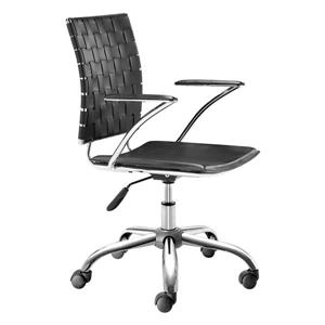 Zuo Modern Criss Office Chair - 17.5-in - 20.5-in - Faux Leather - Black