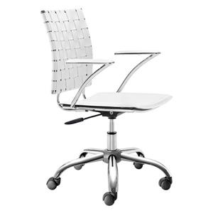 Zuo Modern Criss Office Chair - 17.5-in - 20.5-in - Faux Leather - White