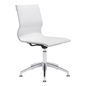 Zuo Modern Glider Office Chair - 19-in - 18.5-in - Faux Leather - White