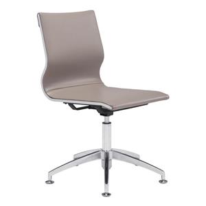 Chaise de bureau Glider de Zuo Modern, 19 po x 18,5 po, simili-cuir, beige