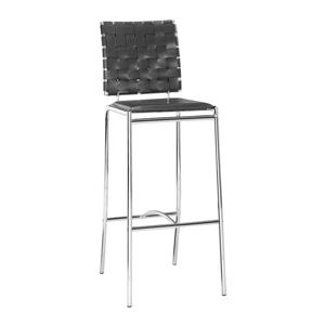 Zuo Modern Criss Bar Stool - 29-in - Faux Leather - Black - Set of 2
