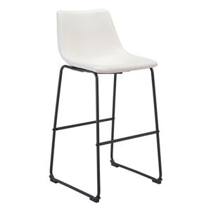 Tabouret de bar Smart de Zuo Modern, 28,7 po, similicuir, blanc