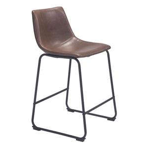 Tabouret de bar Smart de Zuo Modern, 24,3 po, similicuir, brun