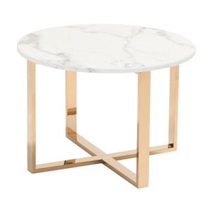 Zuo Modern Globe End Table - 24-in x 16.9-in - Faux marble - White