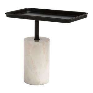 Table d'appoint en métal Dover de Zuo Modern, 16 po x 16 po, blanc et noir