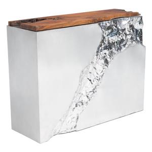 Zuo Modern Luxe Console Table - 47.2-in x 36.6-in - Teak Wood - Silver Grey