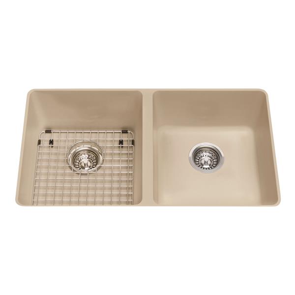 Kindred Granite Champagne Franke Double Sink 31.56-in X 18.13-in