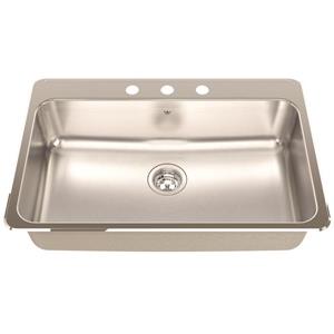 Kindred Steel Queen Topmount 31.25-in x 20.5-in Stainless Steel Single Kitchen Sink with Faucet Ledge