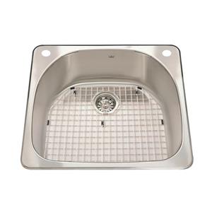 Kindred Steel Queen Topmount 23.38-in x 20.88-in Stainless Steel Single Kitchen Sink