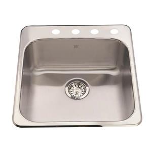 Kindred Steel Queen Topmount 20-in Stainless Steel Single Kitchen Sink with Faucet Ledge