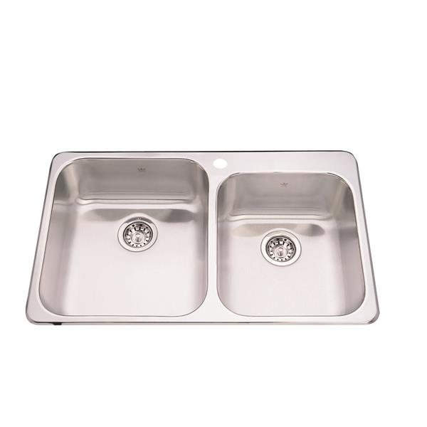 Kindred 33.25-in x 20.13-in Stainless Steel Double Sink
